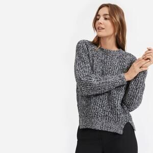 Everlane 100% Italian Wool Sweater, Knit, Black/White Marl, Soft & Cozy, Sz S